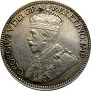 Canada 10 Cents George V 1919 KM# 23 GEORGIVS V DEI GRA: REX ET IND:IMP: coin obverse Canada 10 Cents George V 1919 KM# 23 GEORGIVS V DEI GRA: REX ET IND:IMP: coin obverse