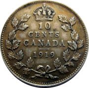 Canada 10 Cents George V 1919 KM# 23 10 CENTS CANADA coin reverse Canada 10 Cents George V 1919 KM# 23 10 CENTS CANADA coin reverse