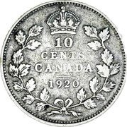 Canada 10 Cents George V 1920 KM# 23a 10 CENTS CANADA coin reverse Canada 10 Cents George V 1920 KM# 23a 10 CENTS CANADA coin reverse