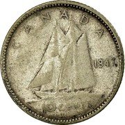 Canada 10 Cents George VI 1947 KM# 34 CANADA 10 CENTS coin reverse Canada 10 Cents George VI 1947 KM# 34 CANADA 10 CENTS coin reverse