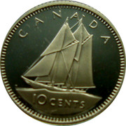 Canada 10 Cents Queen's Gold Jubilee 1953-2003 Proof KM# 470 CANADA 10 CENTS coin reverse Canada 10 Cents Queen's Gold Jubilee 1953-2003 Proof KM# 470 CANADA 10 CENTS coin reverse