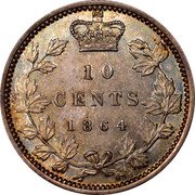 Canada 10 Cents Victoria 1864 KM# 8 10 CENTS coin reverse Canada 10 Cents Victoria 1864 KM# 8 10 CENTS coin reverse