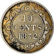 Canada 10 Cents Victoria 1872 H KM# 3 10 CENTS coin reverse Canada 10 Cents Victoria 1872 H KM# 3 10 CENTS coin reverse