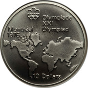 Canada 10 Dollars 1976 Olympics Montreal 1974 Error: mule KM# 86.2 OLYMPIADE XXI OLYMPIAD MONTREAL 1976 10 DOLLARS coin reverse