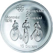 Canada 10 Dollars Cycling 1974 Proof KM# 95 OYMPIADE XXI MONTRÉAL 1976 OLYMPIAD 10 DOLLARS coin reverse Canada 10 Dollars Cycling 1974 Proof KM# 95 OYMPIADE XXI MONTRÉAL 1976 OLYMPIAD 10 DOLLARS coin reverse
