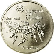 Canada 10 Dollars Lacrosse 1974 Proof KM# 96 OLYMPIADE XXI OLYMPIAD MONTRÉAL 1976 10 DOLLARS coin reverse Canada 10 Dollars Lacrosse 1974 Proof KM# 96 OLYMPIADE XXI OLYMPIAD MONTRÉAL 1976 10 DOLLARS coin reverse