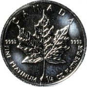 Canada 10 Dollars Maple Leaf 1991 KM# 193 CANADA 9995 9995 FINE PLATINUM 1/4 OZ PLATINE PUR coin reverse Canada 10 Dollars Maple Leaf 1991 KM# 193 CANADA 9995 9995 FINE PLATINUM 1/4 OZ PLATINE PUR coin reverse