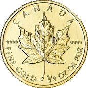 Canada 10 Dollars Maple Leaf 1993 KM# 189 CANADA 9999 9999 FINE GOLD 1/4 OZ OR PUR coin reverse Canada 10 Dollars Maple Leaf 1993 KM# 189 CANADA 9999 9999 FINE GOLD 1/4 OZ OR PUR coin reverse