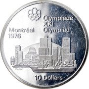 Canada 10 Dollars Montreal Skyline 1973 Proof KM# 87 OLYMPIADE XXI MONTRÉAL OLYMPIAD 1976 10 DOLLARS coin reverse Canada 10 Dollars Montreal Skyline 1973 Proof KM# 87 OLYMPIADE XXI MONTRÉAL OLYMPIAD 1976 10 DOLLARS coin reverse