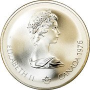 Canada 10 Dollars Olympic Velodrome 1976 Proof KM# 114 ELIZABETH II CANADA 1976 coin obverse Canada 10 Dollars Olympic Velodrome 1976 Proof KM# 114 ELIZABETH II CANADA 1976 coin obverse