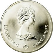 Canada 10 Dollars Paddling 1975 Proof KM# 105 ELIZABETH II CANADA 1975 coin obverse Canada 10 Dollars Paddling 1975 Proof KM# 105 ELIZABETH II CANADA 1975 coin obverse