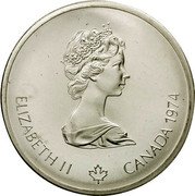 Canada 10 Dollars Temple of Zeus 1974 KM# 94 ELIZABETH II CANADA 1974 coin obverse Canada 10 Dollars Temple of Zeus 1974 KM# 94 ELIZABETH II CANADA 1974 coin obverse