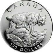Canada 150 Dollars (Canadian lynx) KM# 268 CANADA 150 DOLLARS coin reverse