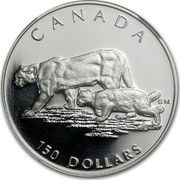 Canada 150 Dollars Cougar 1992 Proof KM# 228 CANADA 150 DOLLARS coin reverse Canada 150 Dollars Cougar 1992 Proof KM# 228 CANADA 150 DOLLARS coin reverse
