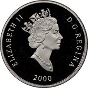 Canada 150 Dollars Pronghorn 2000 Proof; in sets only KM# 407 ELIZABETH II D G REGINA 2000 coin obverse Canada 150 Dollars Pronghorn 2000 Proof; in sets only KM# 407 ELIZABETH II D G REGINA 2000 coin obverse