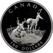 Canada 150 Dollars Pronghorn 2000 Proof; in sets only KM# 407 CANADA 150 DOLLARS coin reverse Canada 150 Dollars Pronghorn 2000 Proof; in sets only KM# 407 CANADA 150 DOLLARS coin reverse