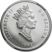 Canada 150 Dollars Sea Otter 1994 Proof; in sets only KM# 254 ELIZABETH II D G REGINA 1994 coin obverse Canada 150 Dollars Sea Otter 1994 Proof; in sets only KM# 254 ELIZABETH II D G REGINA 1994 coin obverse