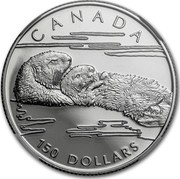 Canada 150 Dollars Sea Otter 1994 Proof; in sets only KM# 254 CANADA 150 DOLLARS coin reverse Canada 150 Dollars Sea Otter 1994 Proof; in sets only KM# 254 CANADA 150 DOLLARS coin reverse