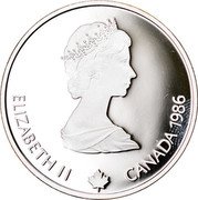 Canada 20 Dollars Biathlon 1986 Proof, Plain edge KM# 147 ELIZABETH II CANADA 1986 coin obverse Canada 20 Dollars Biathlon 1986 Proof, Plain edge KM# 147 ELIZABETH II CANADA 1986 coin obverse