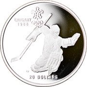 Canada 20 Dollars Hockey 1986 Proof KM# 148 CALGARY 1988 20 DOLLARS coin reverse Canada 20 Dollars Hockey 1986 Proof KM# 148 CALGARY 1988 20 DOLLARS coin reverse