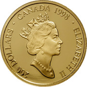 Canada 200 Dollars Legend of the White Buffalo 1998 Proof KM# 317 200 DOLLARS ∙ CANADA 1998 ∙ ELIZABETH II coin obverse Canada 200 Dollars Legend of the White Buffalo 1998 Proof KM# 317 200 DOLLARS ∙ CANADA 1998 ∙ ELIZABETH II coin obverse