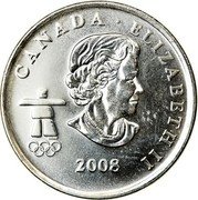Canada 25 Cents Alpine skiing 2008 Mule KM# 686 CANADA ∙ ELIZABETH II 2007 coin obverse