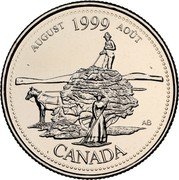 Canada 25 Cents August 1999 KM# 349 CANADA AUGUST 1999 AOÛT AB coin reverse