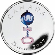 Canada 25 Cents Baby birth 2007 Maple leaf Prooflike KM# 639 CANADA 25 CENTS 2007 coin reverse Canada 25 Cents Baby birth 2007 Maple leaf Prooflike KM# 639 CANADA 25 CENTS 2007 coin reverse