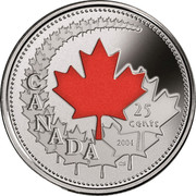Canada 25 Cents Canada Day 2004 KM# 525 25 CENTS CANADA 2004 CS coin reverse Canada 25 Cents Canada Day 2004 KM# 525 25 CENTS CANADA 2004 CS coin reverse