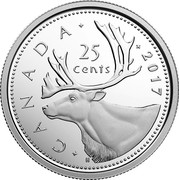 Canada 25 Cents Caribou 2017 Proof Set KM# 493a CANADA 2017 25 CENTS H coin reverse Canada 25 Cents Caribou 2017 Proof Set KM# 493a CANADA 2017 25 CENTS H coin reverse