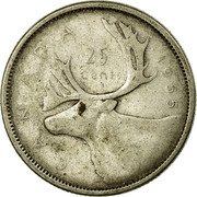 this 25 cent coin is 80% silver Details about   1959 Canada quarter 
