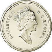 Canada 25 Cents Elizabeth II 3rd portrait 1994 Proof KM# 184 ELIZABETH II D G REGINA coin obverse Canada 25 Cents Elizabeth II 3rd portrait 1994 Proof KM# 184 ELIZABETH II D G REGINA coin obverse