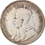 Canada 25 Cents George V 1921 KM# 24a GEORGIVS V DEI GRA: REX ET IND:IMP: coin obverse Canada 25 Cents George V 1921 KM# 24a GEORGIVS V DEI GRA: REX ET IND:IMP: coin obverse