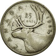 Canada 25 Cents George VI 1947 Maple leaf Leaf after 7 KM# 35 CANADA 25 CENTS coin reverse Canada 25 Cents George VI 1947 Maple leaf Leaf after 7 KM# 35 CANADA 25 CENTS coin reverse