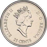 Canada 25 Cents June - From Coast to Coast 1999 KM# 347 25 CENTS ELIZABETH II D ∙ G ∙ REGINA coin obverse