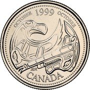 Canada 25 Cents October 1999 KM# 351 CANADA OCTOBER 1999 OCTOBRE JER coin reverse