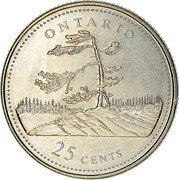 Canada 25 Cents Ontario (1992) KM# 223 ONTARIO 25 CENTS coin reverse Canada 25 Cents Ontario (1992) KM# 223 ONTARIO 25 CENTS coin reverse