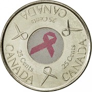 Canada 25 Cents Pink Ribbon 2006 P KM# 635 25 CENTS 25 CENTS 25 CENTS CANADA CANADA CANADA coin reverse Canada 25 Cents Pink Ribbon 2006 P KM# 635 25 CENTS 25 CENTS 25 CENTS CANADA CANADA CANADA coin reverse
