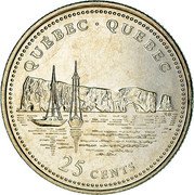 Canada 25 Cents Quebec (1992) KM# 234 QUÉBEC ∙ QUEBEC 25 CENTS coin reverse Canada 25 Cents Quebec (1992) KM# 234 QUÉBEC ∙ QUEBEC 25 CENTS coin reverse