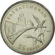 Canada 25 Cents Saskatchewan (1992) KM# 233 SASKATCHEWAN 25 CENTS BEC coin reverse Canada 25 Cents Saskatchewan (1992) KM# 233 SASKATCHEWAN 25 CENTS BEC coin reverse