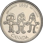 Canada 25 Cents September - Canada Through a Child's Eye 1999 KM# 350 SEPTEMBER 1999 SEPTEMBRE CB CANADA coin reverse