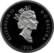 Canada 30 Dollars Falcon 1996 Proof KM# 278 ELIZABETH II D G REGINA 1996 coin obverse Canada 30 Dollars Falcon 1996 Proof KM# 278 ELIZABETH II D G REGINA 1996 coin obverse