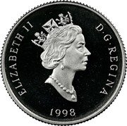 Canada 30 Dollars Grey Wolf 1998 Proof KM# 322 ELIZABETH II D ∙ G ∙ REGINA 1998 coin obverse Canada 30 Dollars Grey Wolf 1998 Proof KM# 322 ELIZABETH II D ∙ G ∙ REGINA 1998 coin obverse
