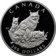 Canada 300 Dollars Canadian lynx 1995 Proof KM# 269 CANADA 300 DOLLARS coin reverse Canada 300 Dollars Canadian lynx 1995 Proof KM# 269 CANADA 300 DOLLARS coin reverse
