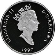 Canada 300 Dollars Polar bear 1990 Proof; in sets only KM# 177 ELIZABETH II D∙G∙REGINA 1990 coin obverse Canada 300 Dollars Polar bear 1990 Proof; in sets only KM# 177 ELIZABETH II D∙G∙REGINA 1990 coin obverse