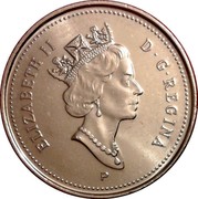 Canada 5 Cents Beaver 2001 P KM# 182b ELIZABETH II D∙G∙REGINA P coin obverse Canada 5 Cents Beaver 2001 P KM# 182b ELIZABETH II D∙G∙REGINA P coin obverse