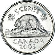 Canada 5 Cents Beaver 2003 KM# 182 5 CENTS CANADA DATE coin reverse Canada 5 Cents Beaver 2003 KM# 182 5 CENTS CANADA DATE coin reverse