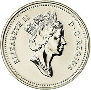 Canada 5 Cents Confederation (1992) Proof KM# 205 ELIZABETH II D ∙ G ∙ REGINA coin obverse Canada 5 Cents Confederation (1992) Proof KM# 205 ELIZABETH II D ∙ G ∙ REGINA coin obverse