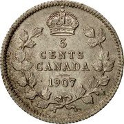 Canada 5 Cents Edward VII 1907 KM# 13 5 CENTS CANADA DATE coin reverse Canada 5 Cents Edward VII 1907 KM# 13 5 CENTS CANADA DATE coin reverse