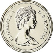 Canada 5 Cents Elizabeth II 2nd portrait 1989 Proof KM# 60.2a ELIZABETH II D ∙ G ∙ REGINA coin obverse Canada 5 Cents Elizabeth II 2nd portrait 1989 Proof KM# 60.2a ELIZABETH II D ∙ G ∙ REGINA coin obverse